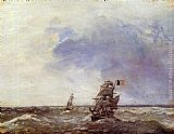 Johan Barthold Jongkind Canvas Paintings - Ships at Sea